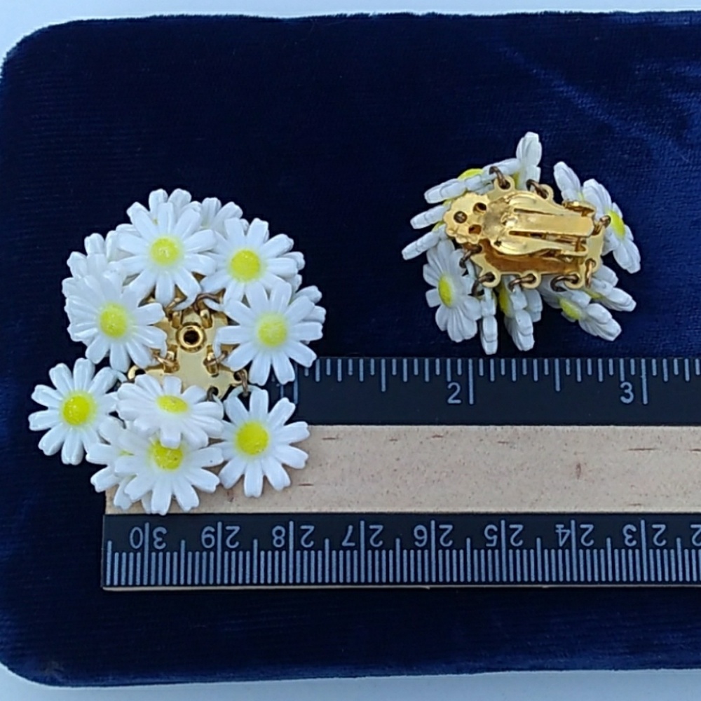 NOS '40s VINTAGE GoldBar Link Daisy Chain Earring - Picture 4 of 8